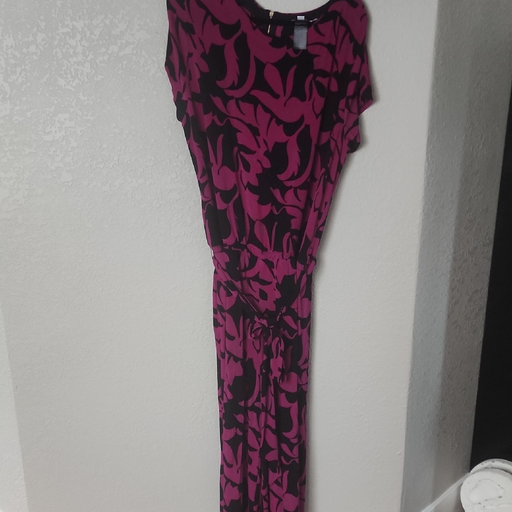 Chico's Vibrant Pink and Black Travlers Jumpsuit. Size 4